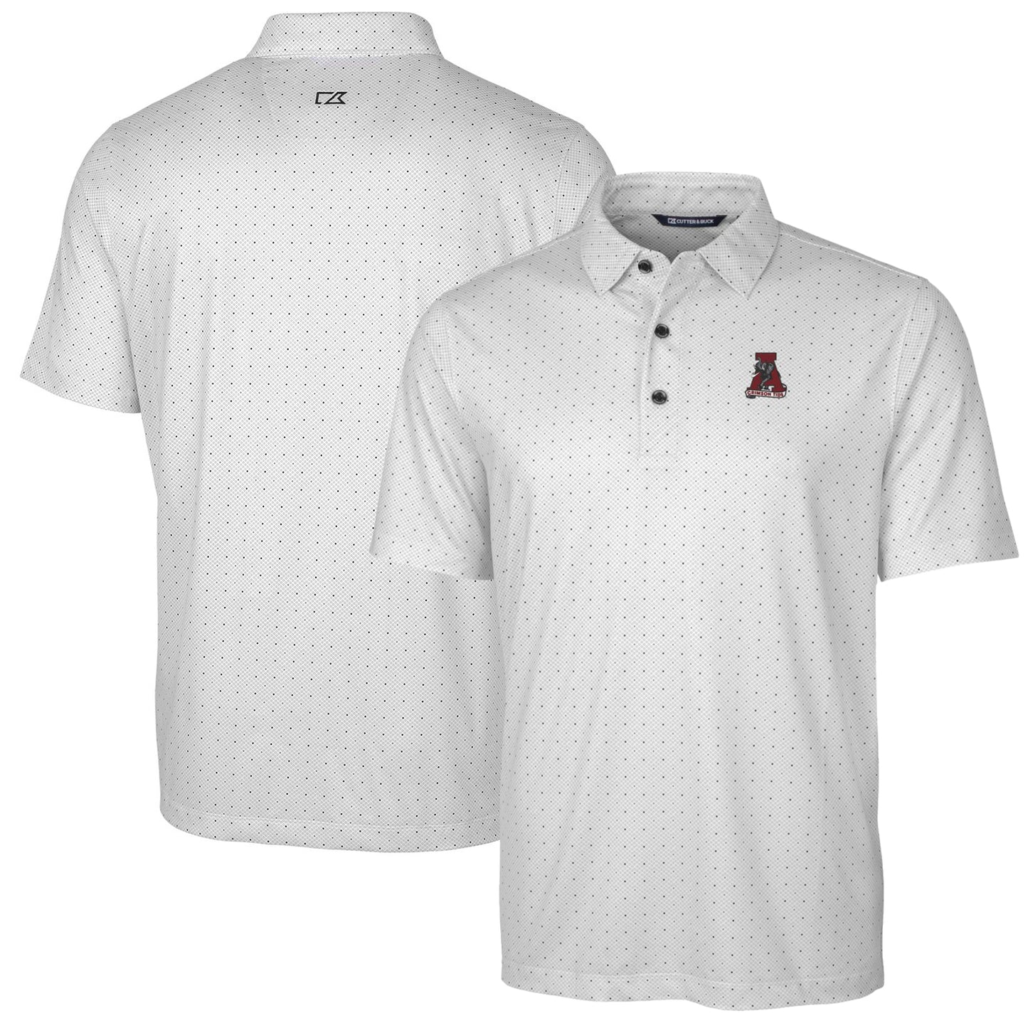 Men's Cutter & Buck Charcoal Alabama Crimson Tide Team Logo Big & Tall Pike Double Dot Print Stretch Polo