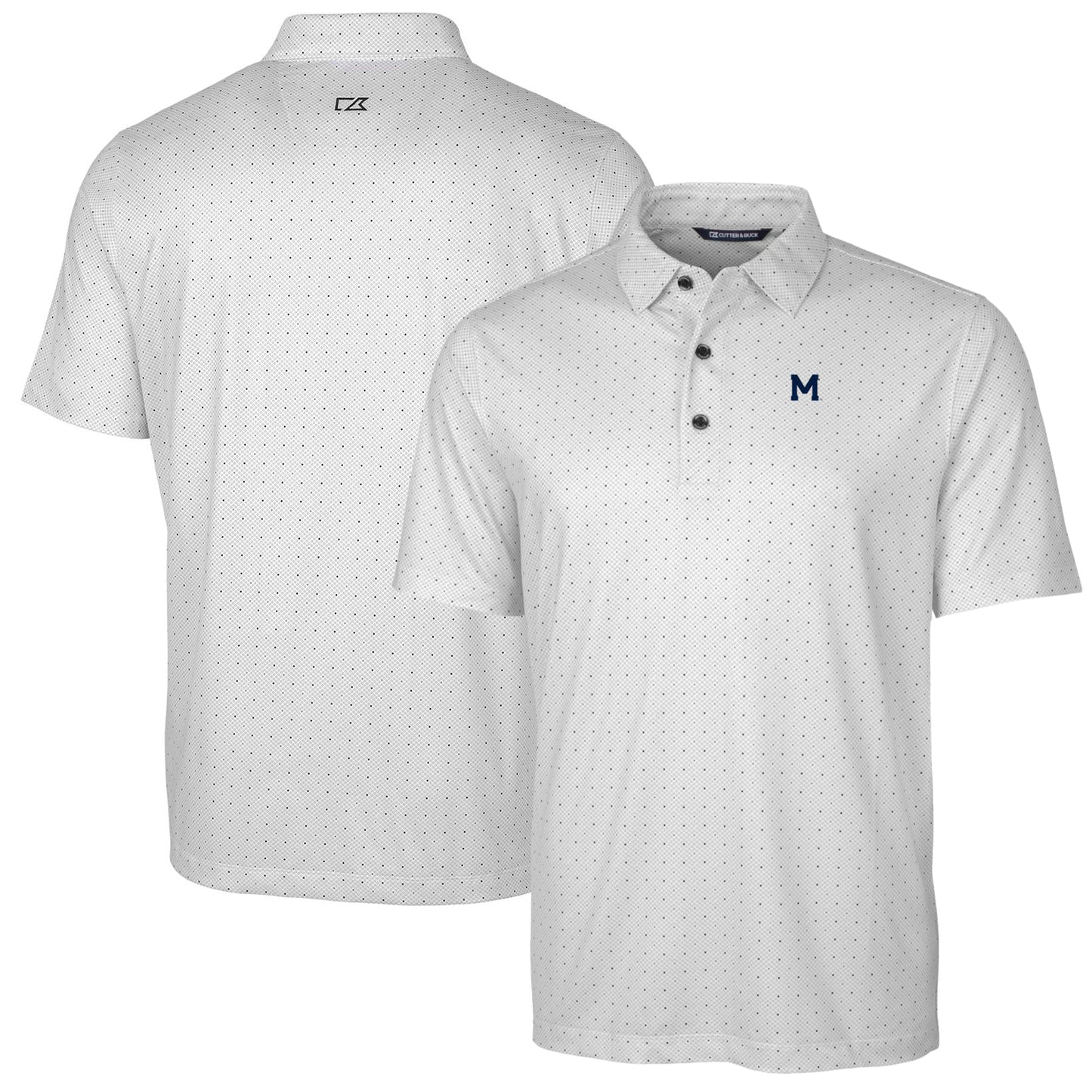 Men's Cutter & Buck Charcoal Michigan Wolverines Team Logo Big & Tall Pike Double Dot Print Stretch Polo