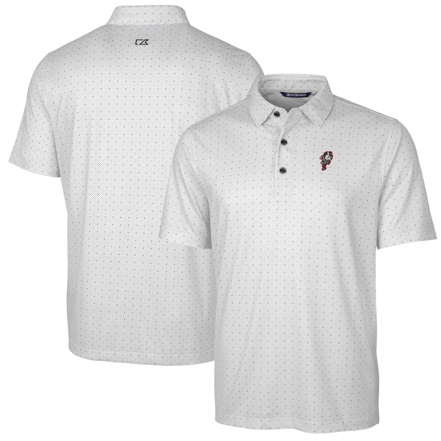 Men's Cutter & Buck Charcoal Ohio State Buckeyes Team Logo Big & Tall Pike Double Dot Print Stretch Polo