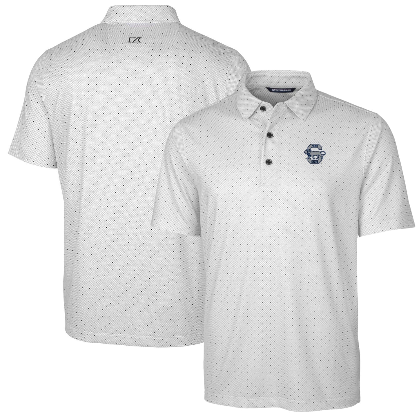 Men's Cutter & Buck Charcoal Penn State Nittany Lions Team Logo Big & Tall Pike Double Dot Print Stretch Polo