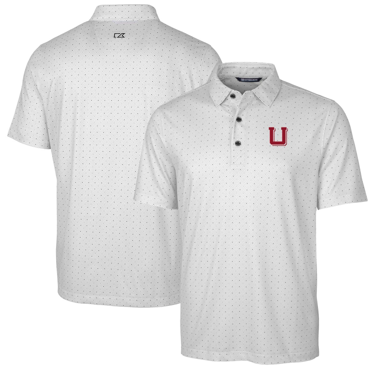 Men's Cutter & Buck Charcoal Utah Utes Team Logo Big & Tall Pike Double Dot Print Stretch Polo