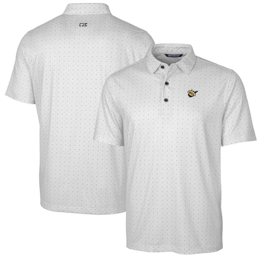 Men's Cutter & Buck Charcoal West Virginia Mountaineers Team Logo Big & Tall Pike Double Dot Print Stretch Polo