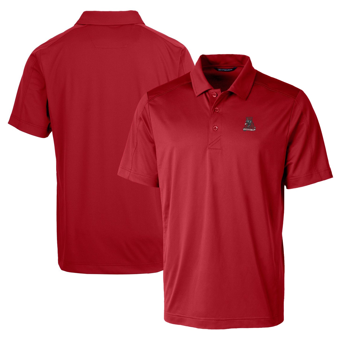 Men's Cutter & Buck Crimson Alabama Crimson Tide Team Logo Big & Tall Prospect Textured Stretch Polo