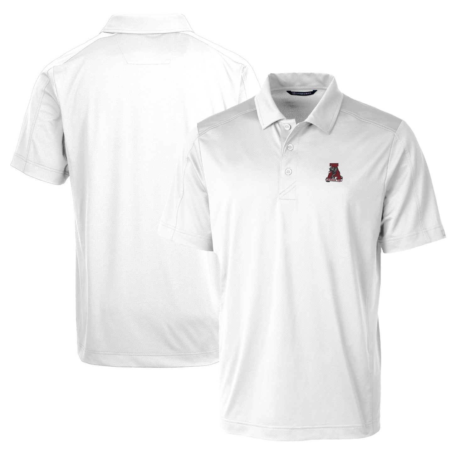 Men's Cutter & Buck White Alabama Crimson Tide Team Logo Big & Tall Prospect Textured Stretch Polo