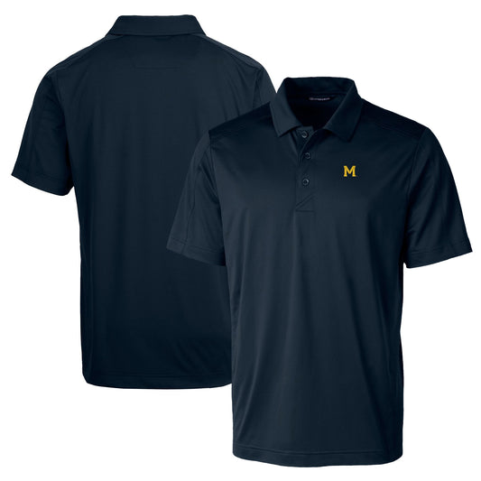 Men's Cutter & Buck Navy Michigan Wolverines Team Logo Big & Tall Prospect Textured Stretch Polo