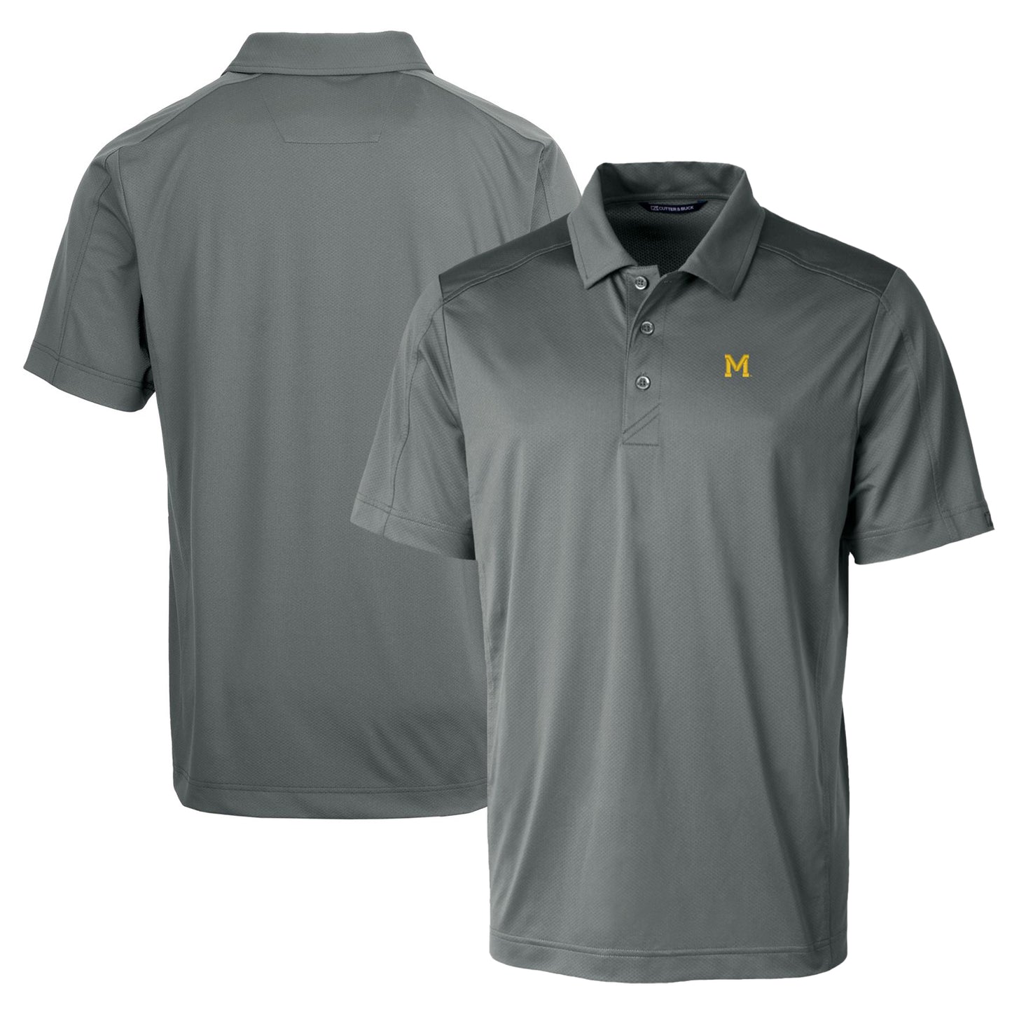 Men's Cutter & Buck Steel Michigan Wolverines Team Logo Big & Tall Prospect Textured Stretch Polo