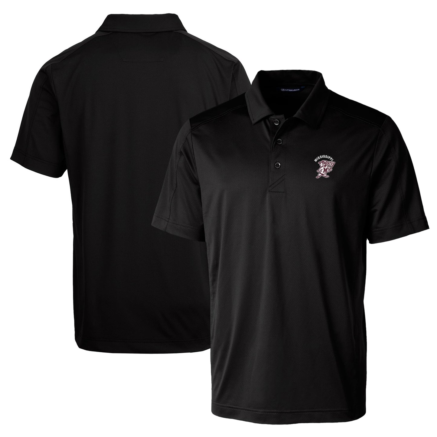 Men's Cutter & Buck Black Mississippi State Bulldogs Team Logo Big & Tall Prospect Textured Stretch Polo