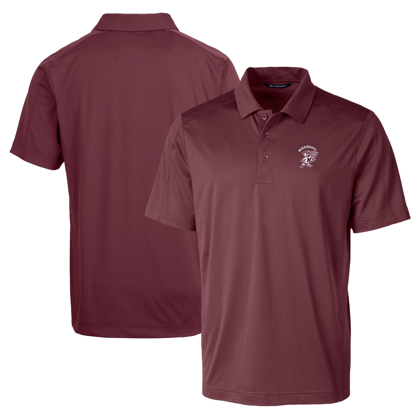 Men's Cutter & Buck Maroon Mississippi State Bulldogs Team Logo Big & Tall Prospect Textured Stretch Polo