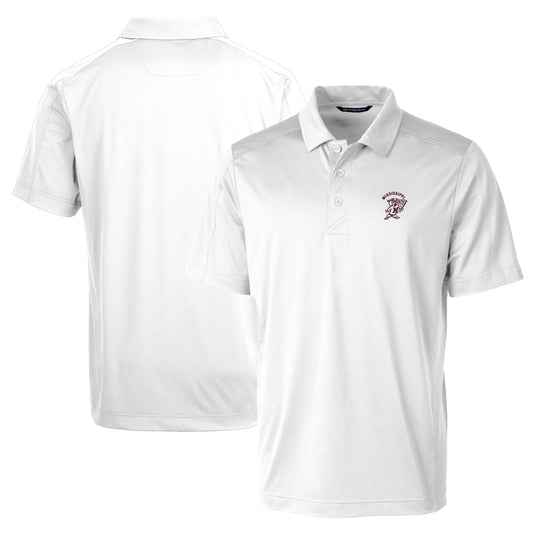 Men's Cutter & Buck White Mississippi State Bulldogs Team Logo Big & Tall Prospect Textured Stretch Polo