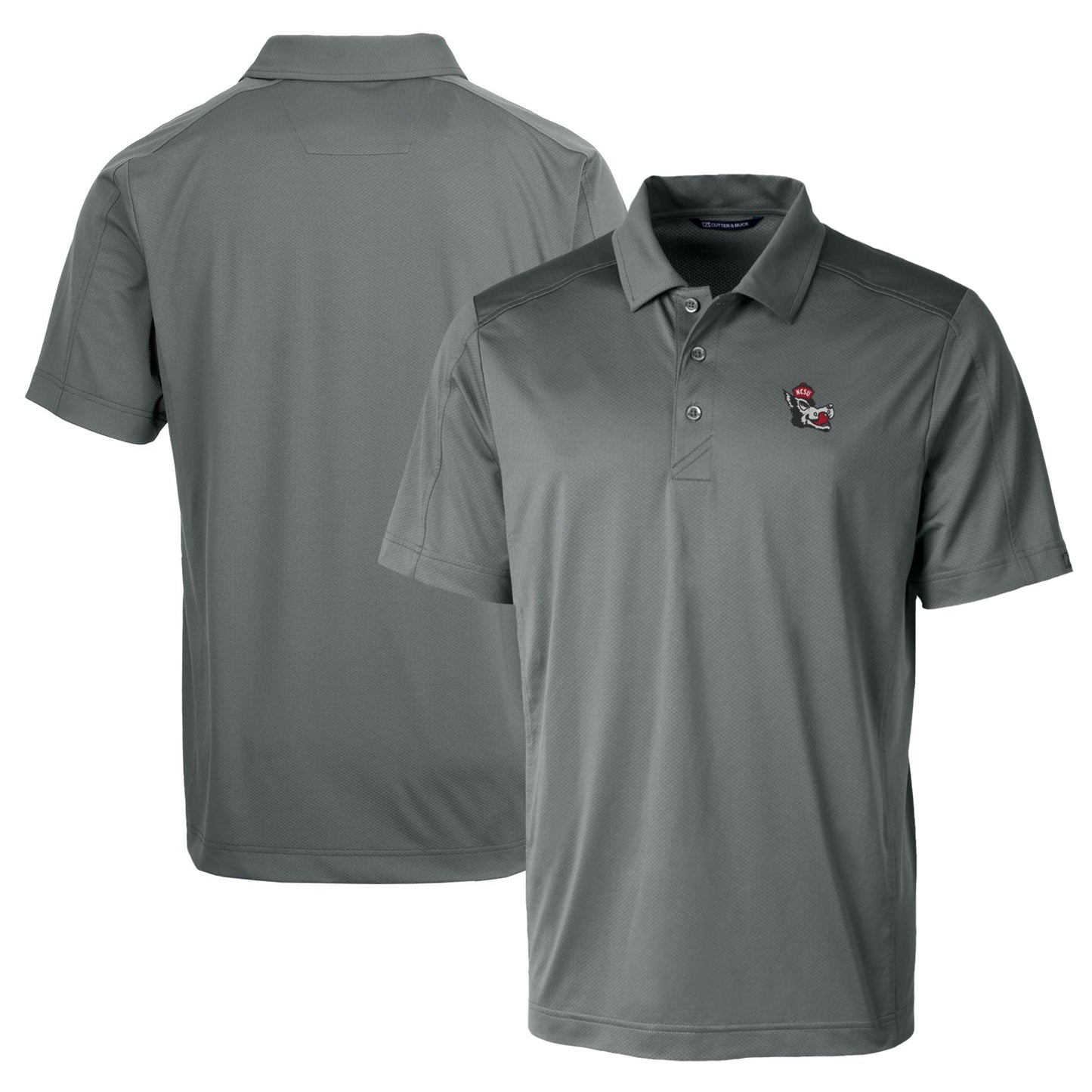 Men's Cutter & Buck Steel NC State Wolfpack Team Logo Big & Tall Prospect Textured Stretch Polo