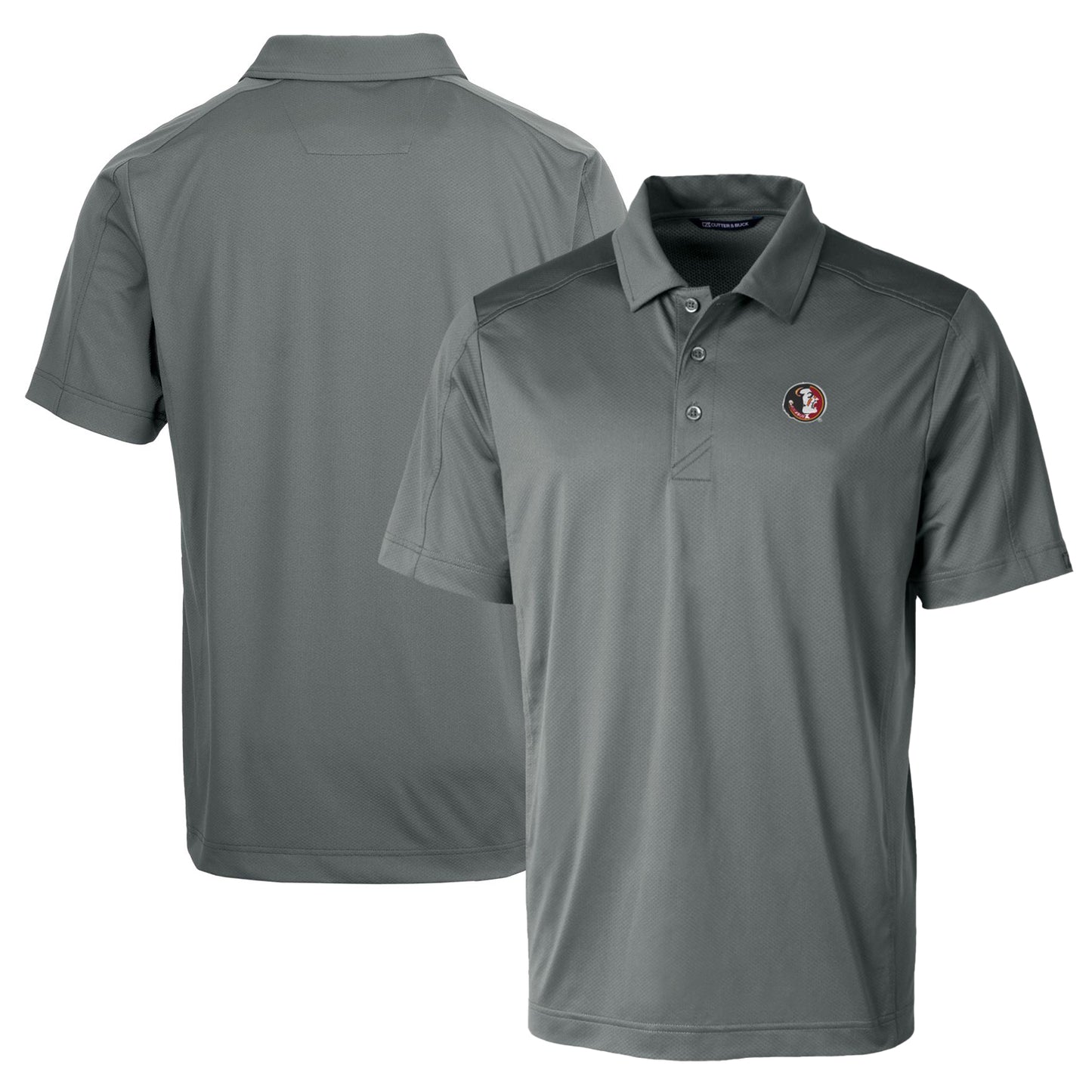 Men's Cutter & Buck Steel Florida State Seminoles Team Logo Big & Tall Prospect Textured Stretch Polo