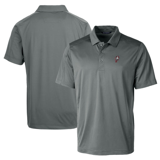 Men's Cutter & Buck Steel Ohio State Buckeyes Team Logo Big & Tall Prospect Textured Stretch Polo