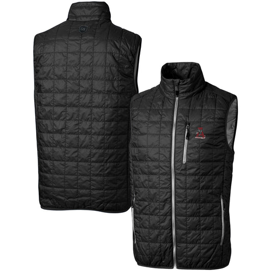 Men's Cutter & Buck Black Alabama Crimson Tide Team Logo Big & Tall Rainier PrimaLoft Eco Insulated Full-Zip Puffer Vest