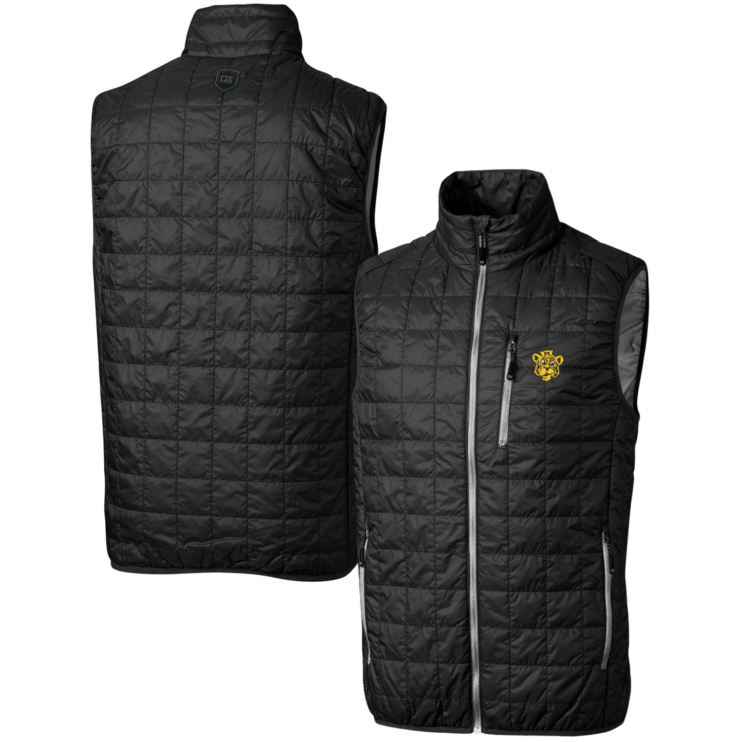 Men's Cutter & Buck Black Missouri Tigers Team Logo Big & Tall Rainier PrimaLoft Eco Insulated Full-Zip Puffer Vest