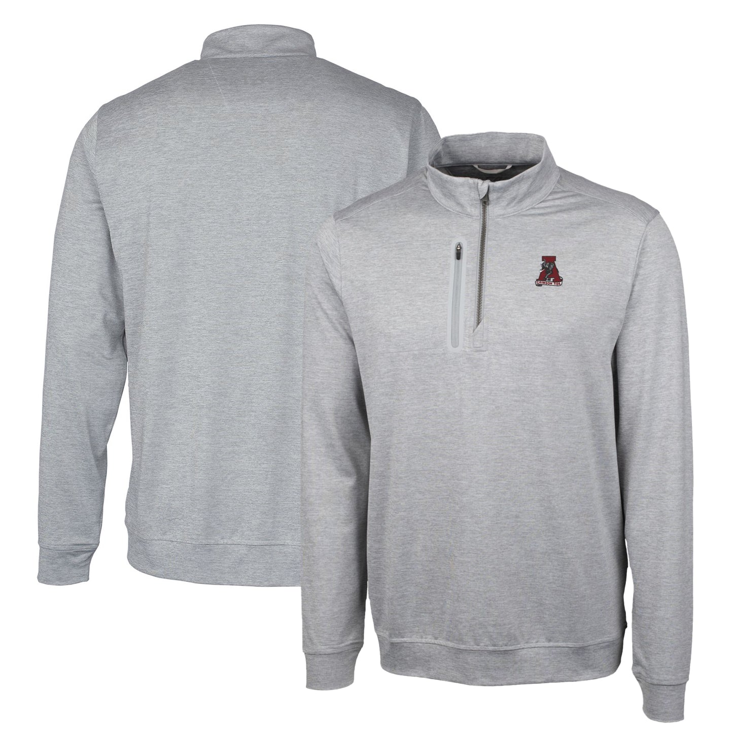 Men's Cutter & Buck Gray Alabama Crimson Tide Vault Big & Tall Stealth Quarter-Zip Pullover Top