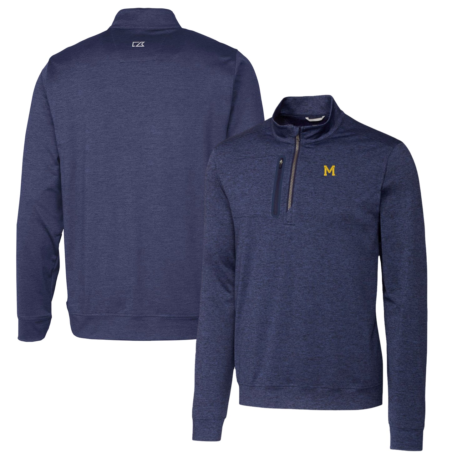 Men's Cutter & Buck Navy Michigan Wolverines Vault Big & Tall Stealth Quarter-Zip Pullover Top