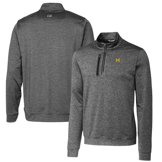 Men's Cutter & Buck Steel Michigan Wolverines Vault Big & Tall Stealth Quarter-Zip Pullover Top