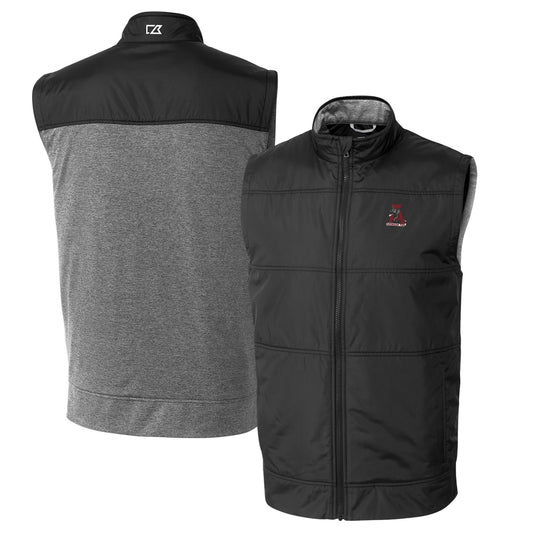 Men's Cutter & Buck Black Alabama Crimson Tide Vault Big & Tall Stealth Hybrid Windbreaker Full-Zip Vest