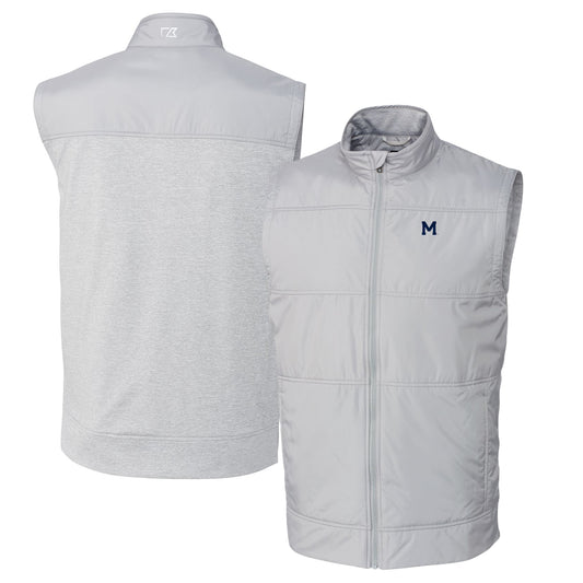 Men's Cutter & Buck Gray Michigan Wolverines Vault Big & Tall Stealth Hybrid Windbreaker Full-Zip Vest