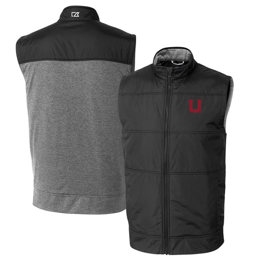 Men's Cutter & Buck Black Utah Utes Vault Big & Tall Stealth Hybrid Windbreaker Full-Zip Vest