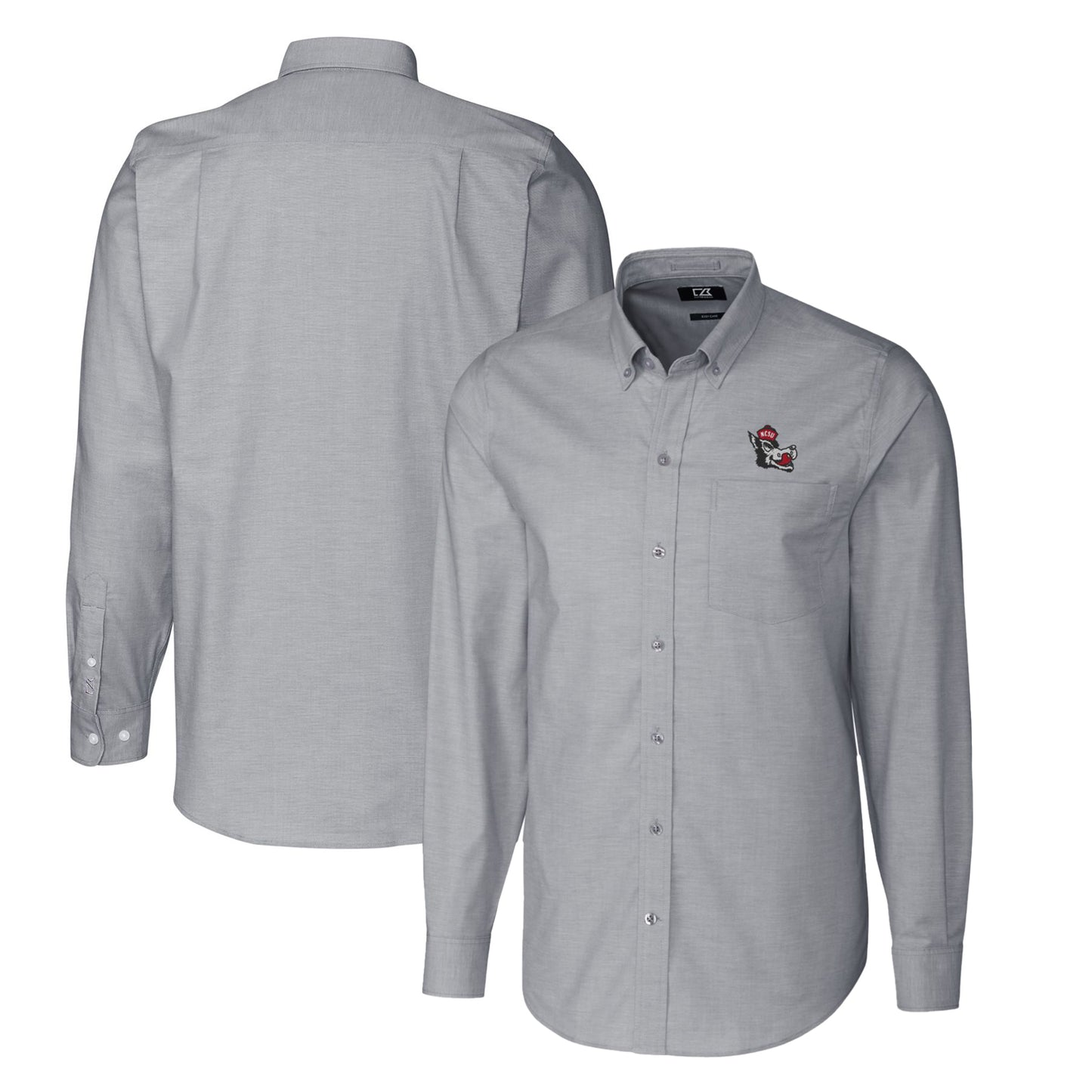 Men's Cutter & Buck Charcoal NC State Wolfpack Vault Big & Tall Oxford Long Sleeve Button-Down Shirt