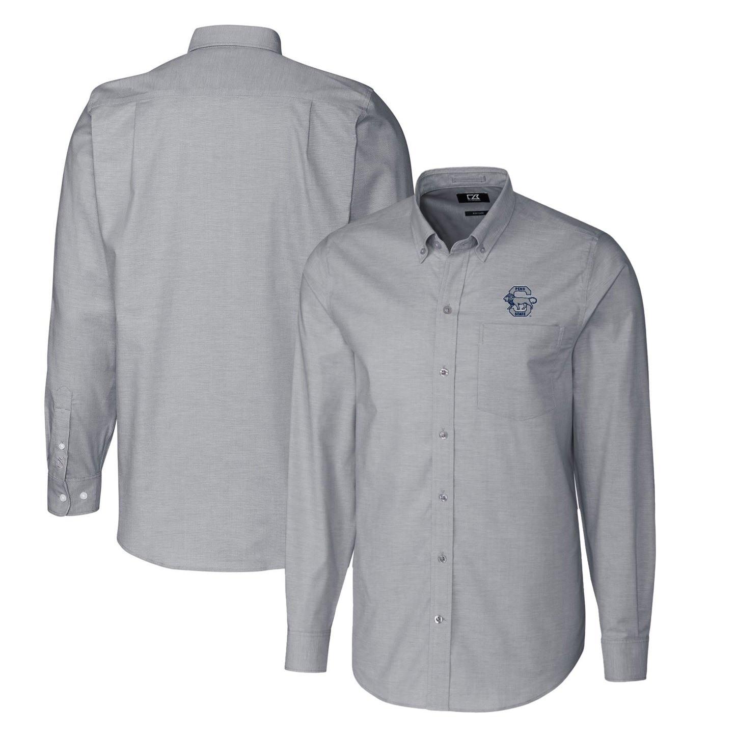 Men's Cutter & Buck Charcoal Penn State Nittany Lions Vault Big & Tall Oxford Long Sleeve Button-Down Shirt