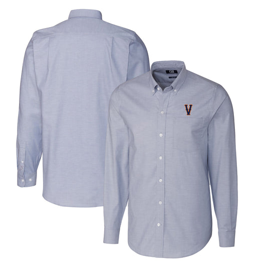 Men's Cutter & Buck Light Blue Virginia Cavaliers Vintage Vault Big & Tall Oxford Long Sleeve Button-Down Shirt