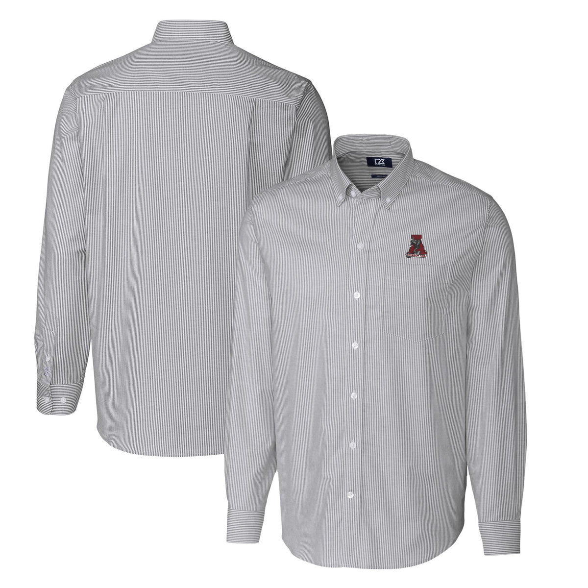Men's Cutter & Buck Charcoal Alabama Crimson Tide Vault Big & Tall Oxford Stripe Long Sleeve Button-Down Shirt