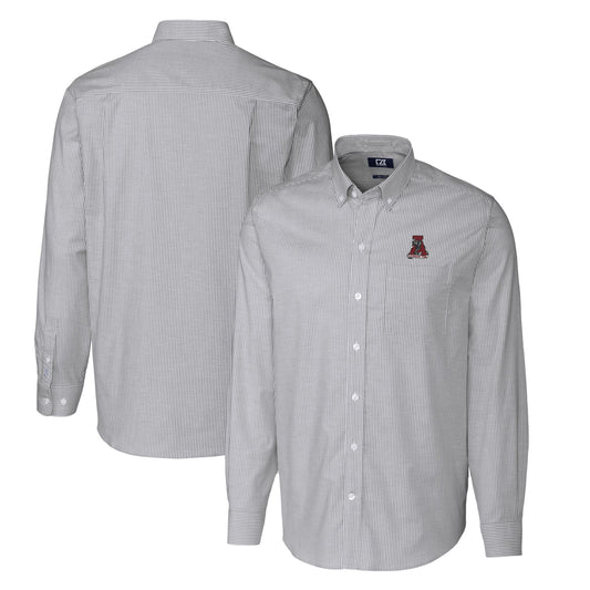Men's Cutter & Buck Charcoal Alabama Crimson Tide Vault Big & Tall Oxford Stripe Long Sleeve Button-Down Shirt