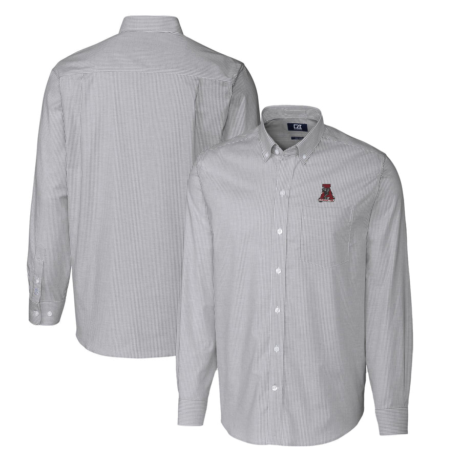 Men's Cutter & Buck Charcoal Alabama Crimson Tide Vault Big & Tall Oxford Stripe Long Sleeve Button-Down Shirt