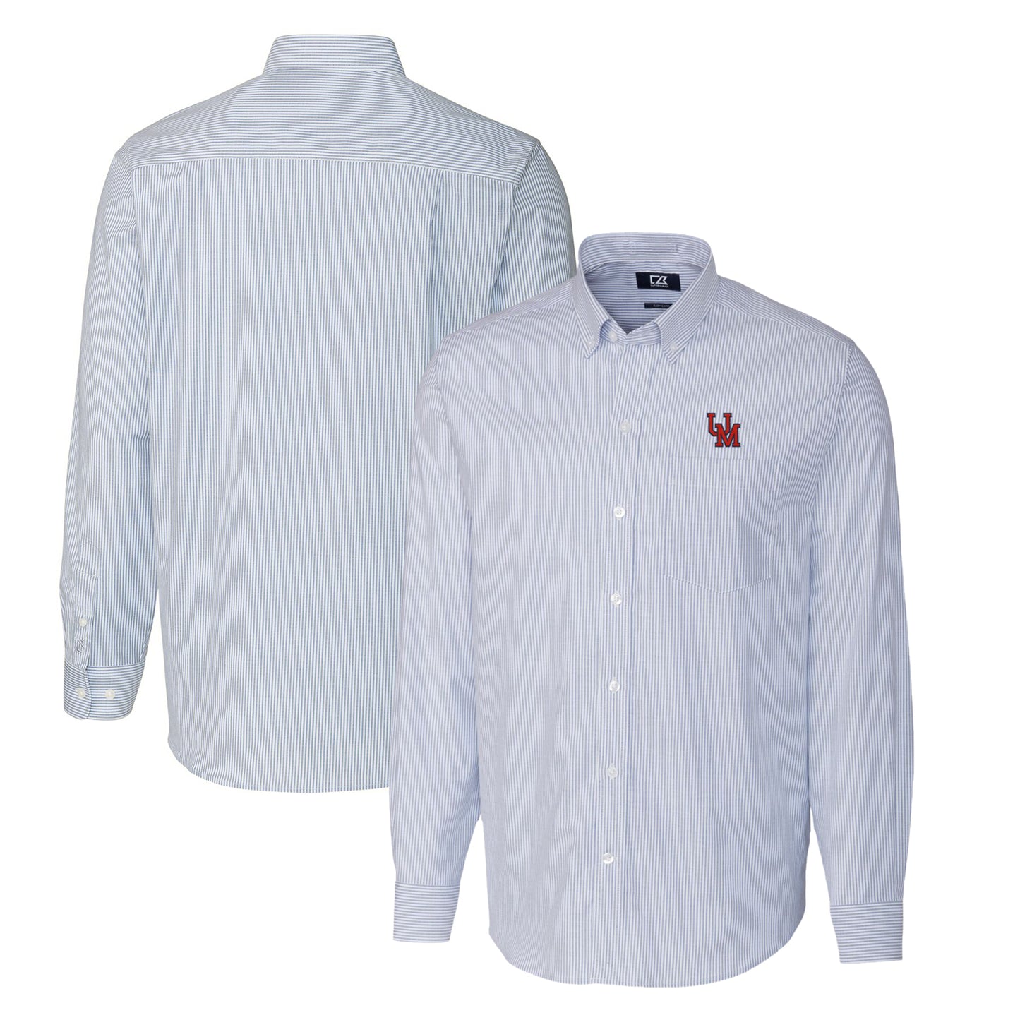 Men's Cutter & Buck Powder Blue Ole Miss Rebels Vault Big & Tall Oxford Stripe Long Sleeve Button-Down Shirt