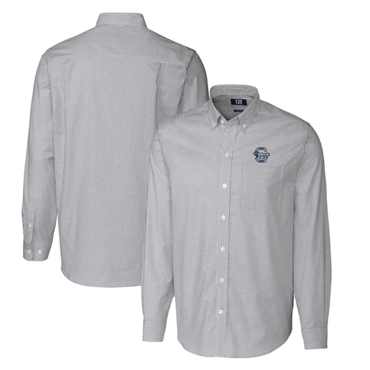 Men's Cutter & Buck Charcoal Penn State Nittany Lions Vault Big & Tall Oxford Stripe Long Sleeve Button-Down Shirt