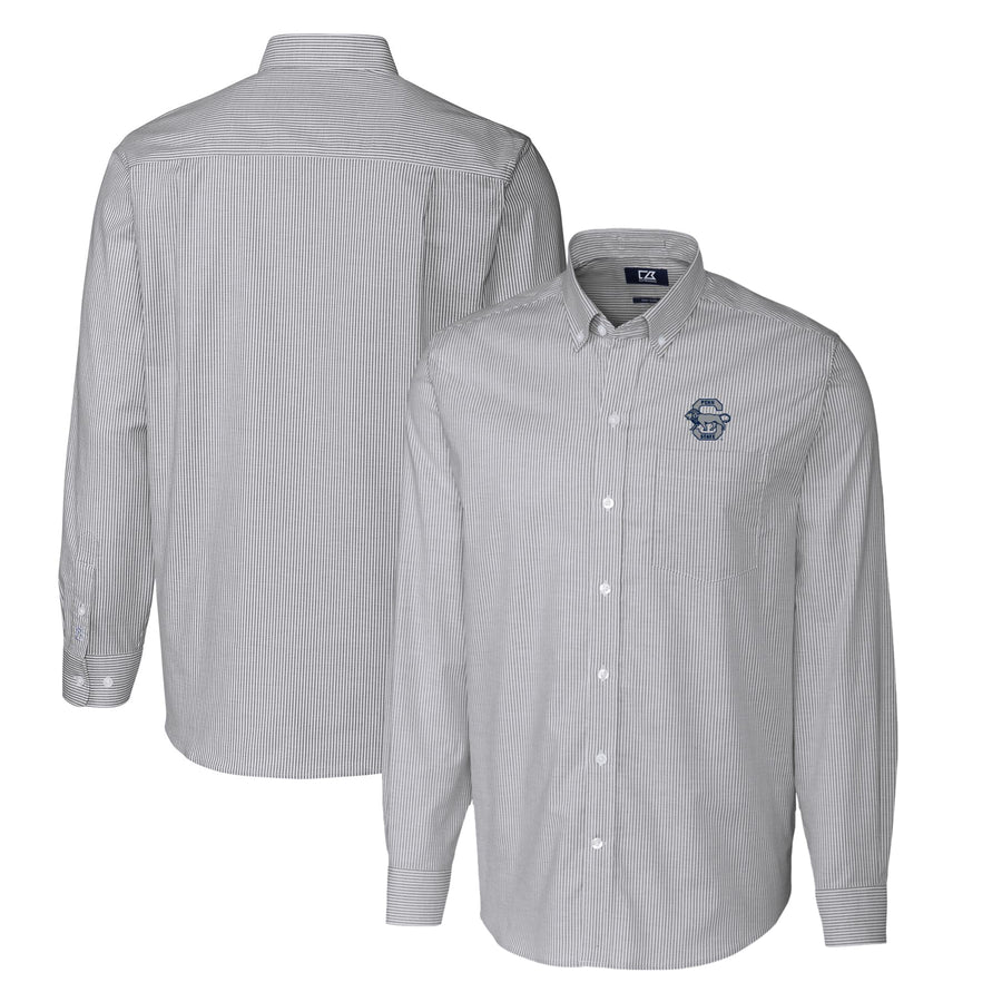 Men's Cutter & Buck Charcoal Penn State Nittany Lions Vault Big & Tall Oxford Stripe Long Sleeve Button-Down Shirt