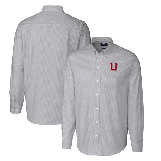 Men's Cutter & Buck Charcoal Utah Utes Vault Big & Tall Oxford Stripe Long Sleeve Button-Down Shirt
