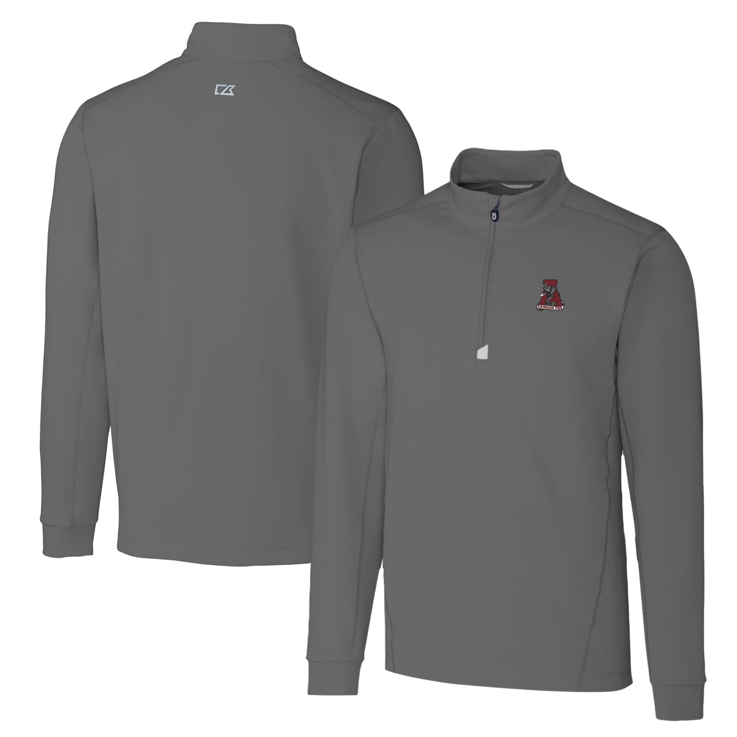 Men's Cutter & Buck Steel Alabama Crimson Tide Big & Tall Traverse Stretch Quarter-Zip Pullover Top