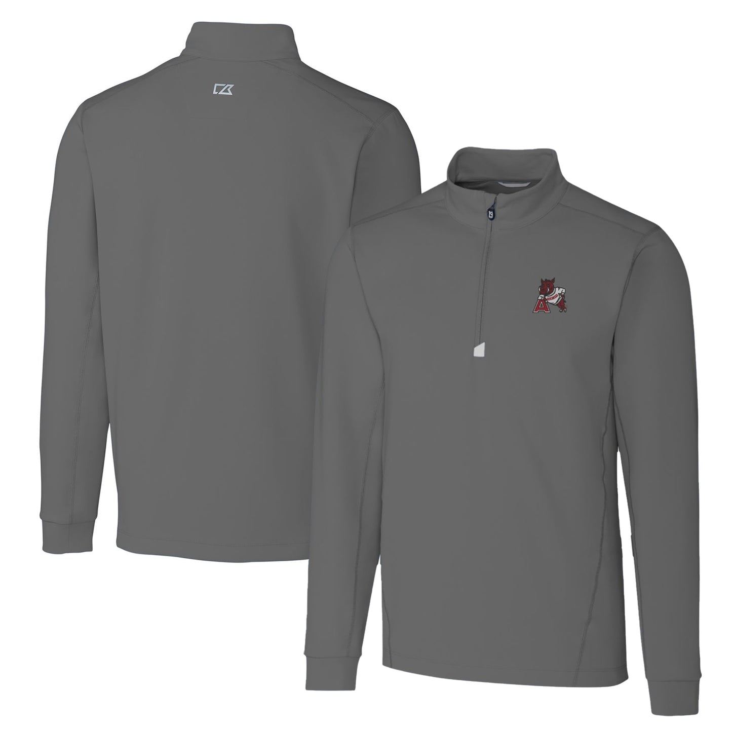 Men's Cutter & Buck Steel Arkansas Razorbacks Big & Tall Traverse Stretch Quarter-Zip Pullover Top