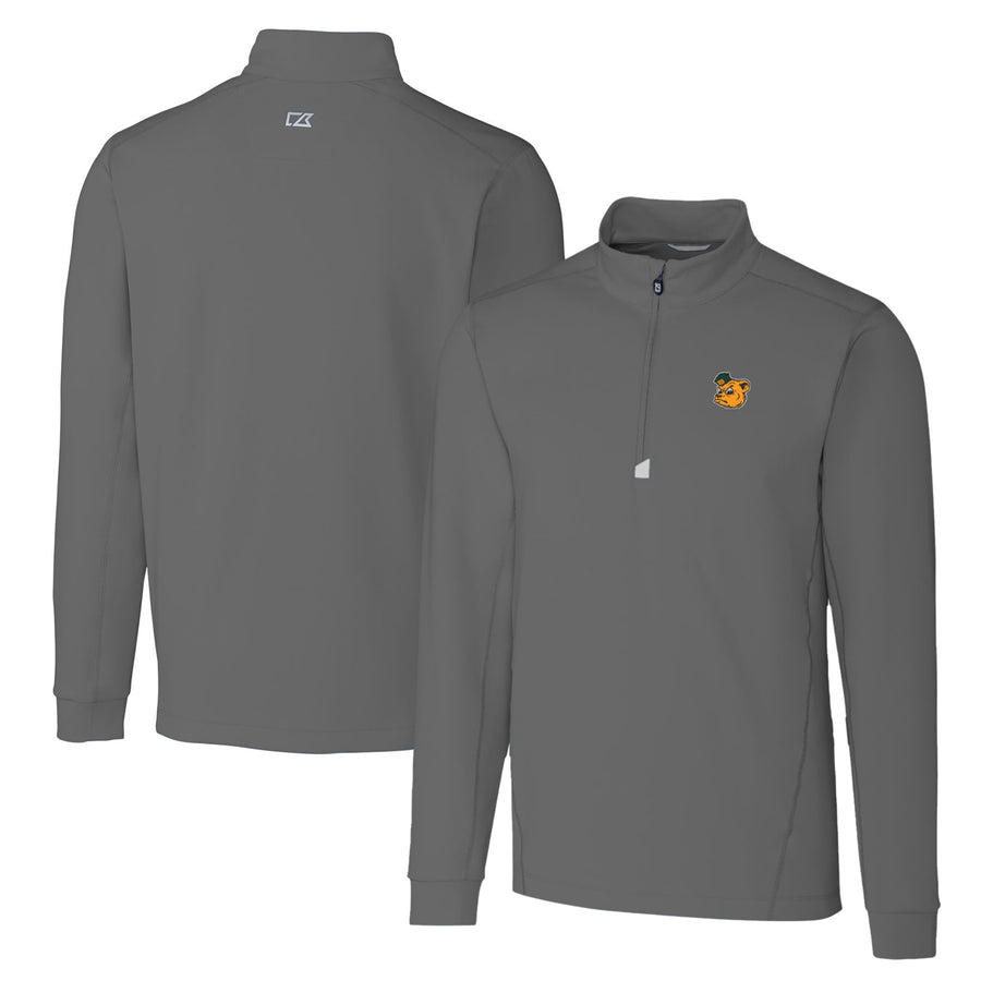 Men's Cutter & Buck Steel Baylor Bears Big & Tall Traverse Stretch Quarter-Zip Pullover Top