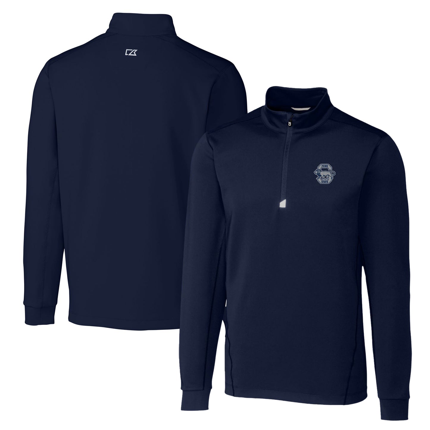 Men's Cutter & Buck Navy Penn State Nittany Lions Big & Tall Traverse Stretch Quarter-Zip Pullover Top