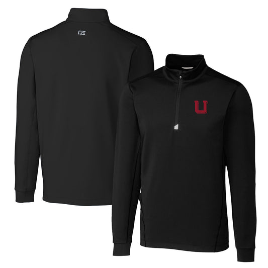 Men's Cutter & Buck Black Utah Utes Big & Tall Traverse Stretch Quarter-Zip Pullover Top