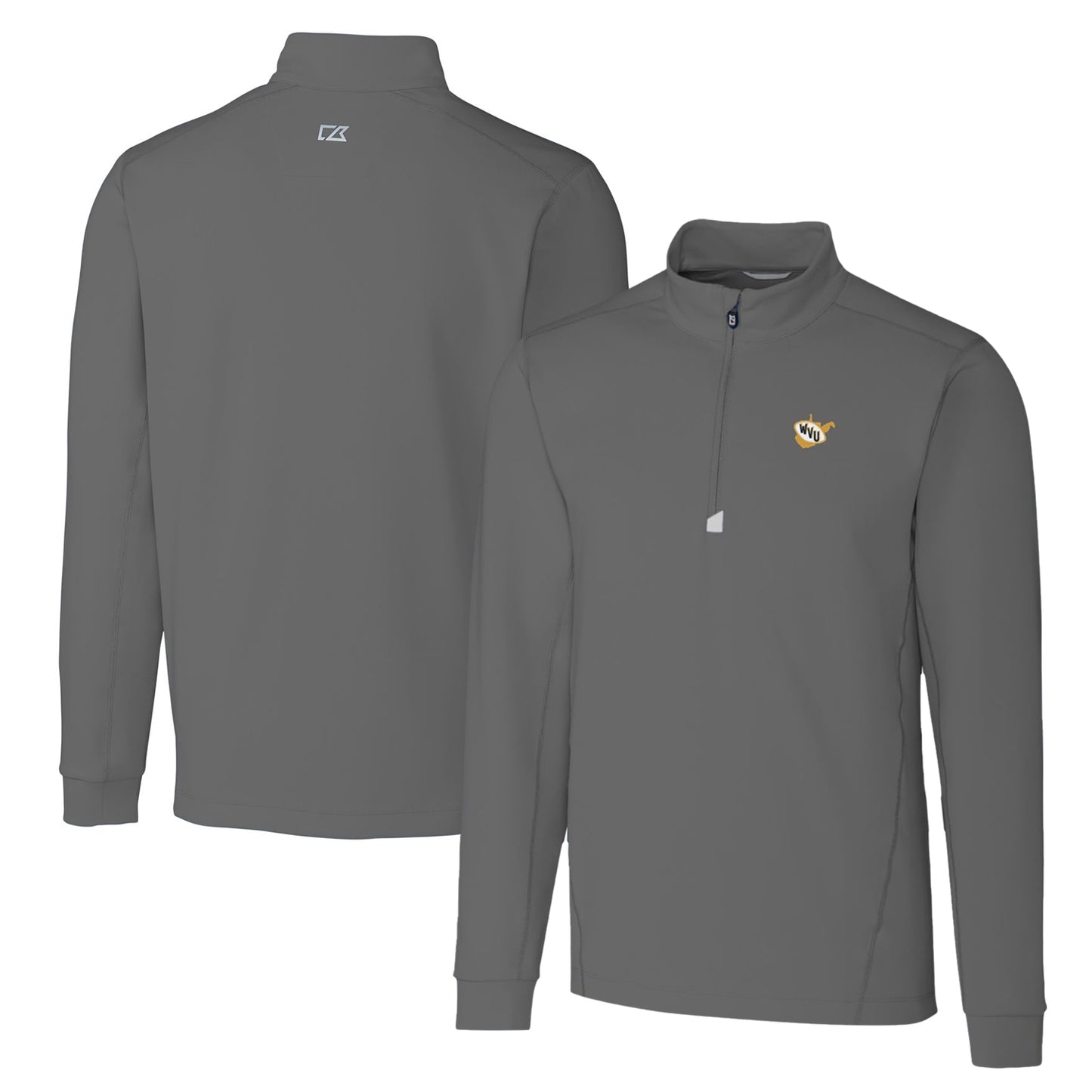 Men's Cutter & Buck Steel West Virginia Mountaineers Big & Tall Traverse Stretch Quarter-Zip Pullover Top