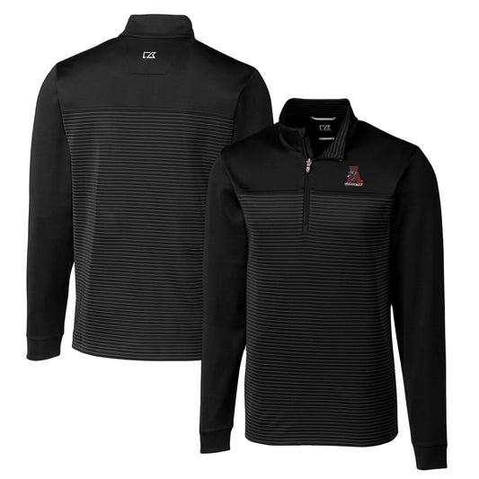 Men's Cutter & Buck Black Alabama Crimson Tide Big & Tall Traverse Stripe Stretch Quarter-Zip Pullover Top