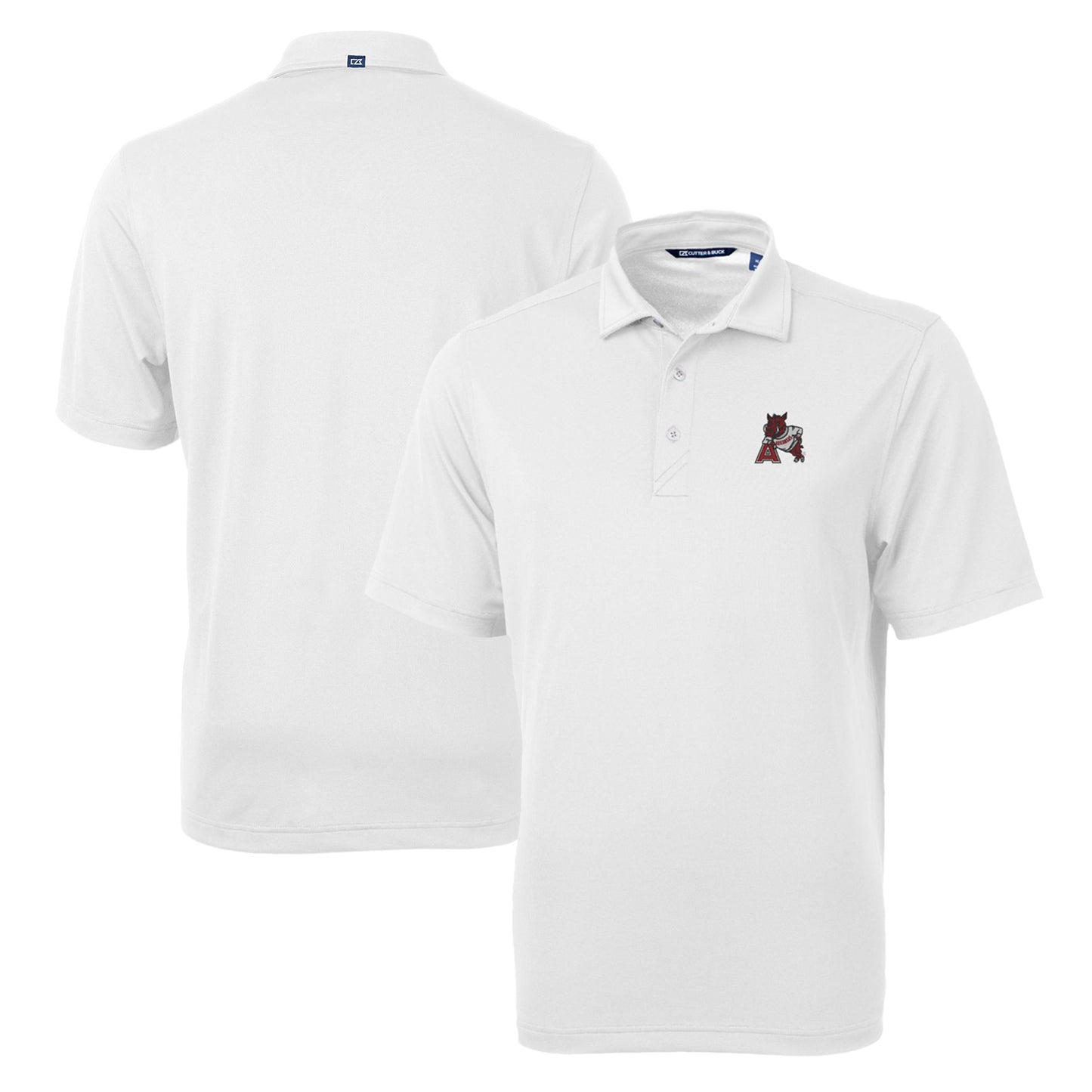 Men's Cutter & Buck White Arkansas Razorbacks Team Big & Tall Virtue Eco Pique Recycled Polo