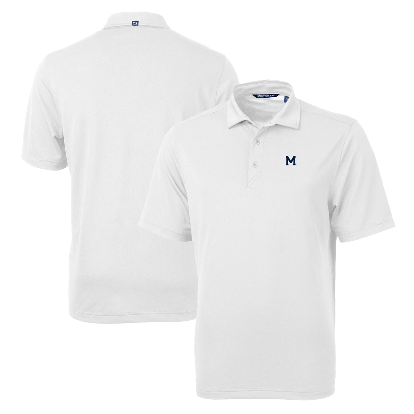 Men's Cutter & Buck White Michigan Wolverines Team Big & Tall Virtue Eco Pique Recycled Polo