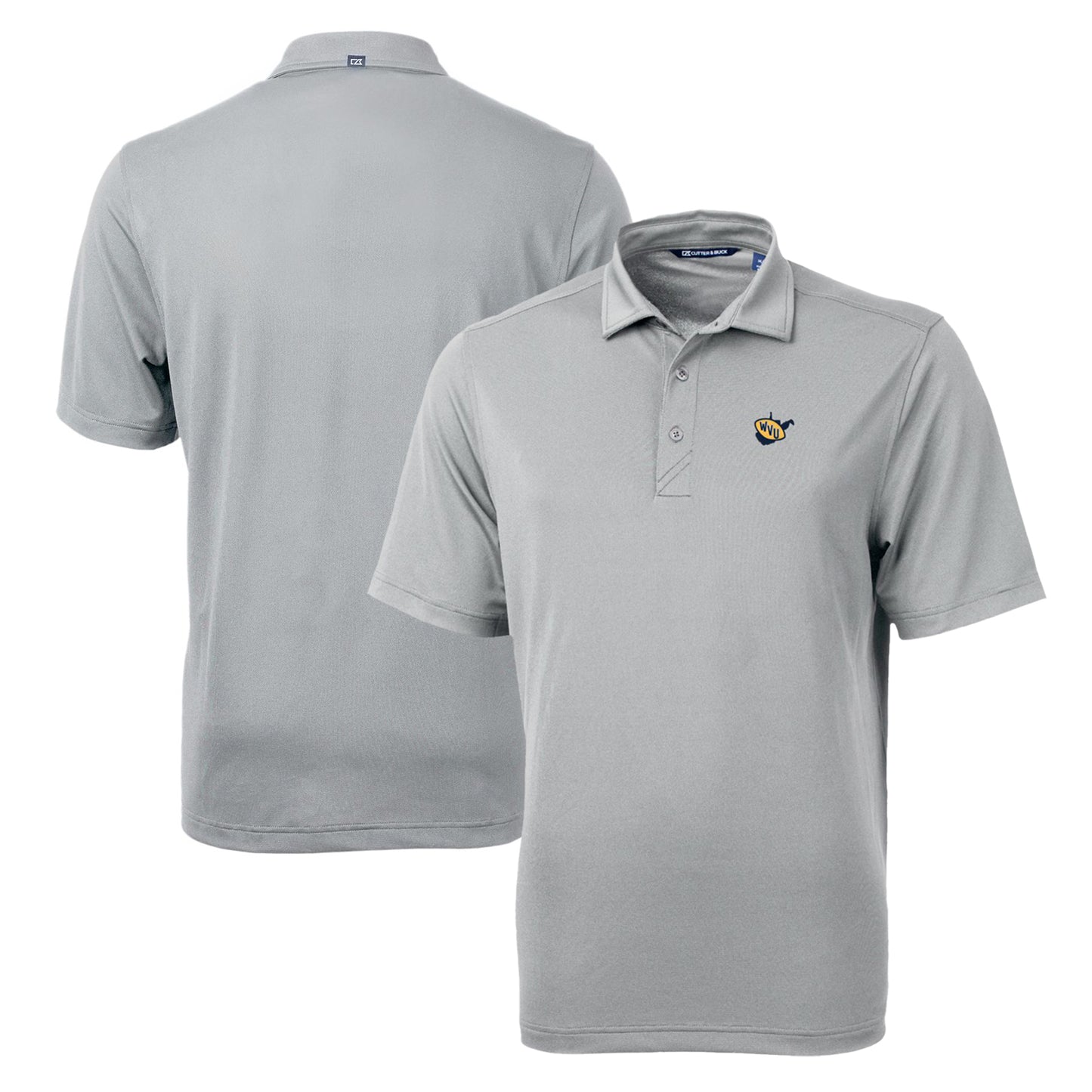 Men's Cutter & Buck Gray West Virginia Mountaineers Team Big & Tall Virtue Eco Pique Recycled Polo