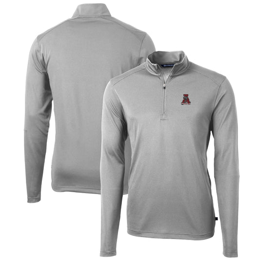 Men's Cutter & Buck Gray Alabama Crimson Tide Team Big & Tall Virtue Eco Pique Recycled Quarter-Zip Pullover Top