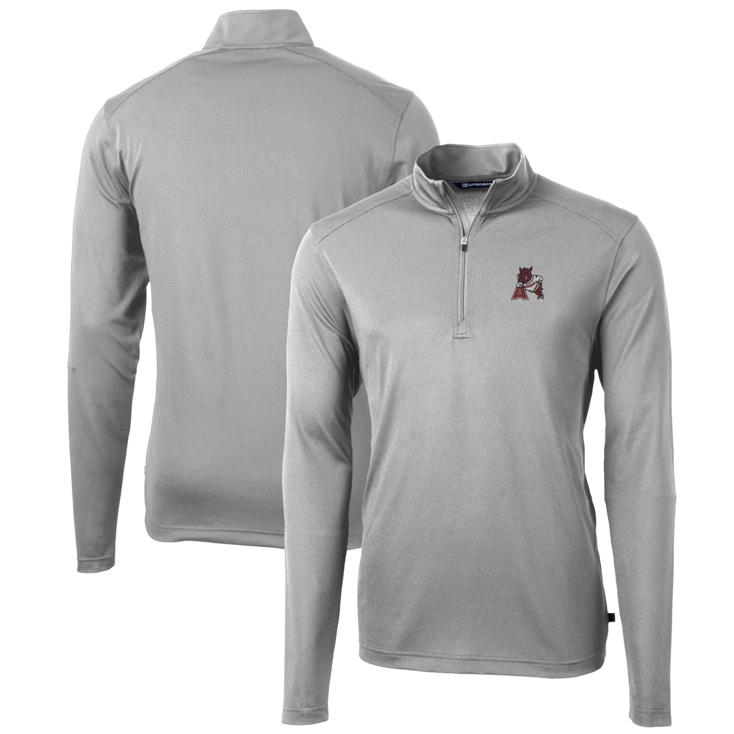 Men's Cutter & Buck Gray Arkansas Razorbacks Team Big & Tall Virtue Eco Pique Recycled Quarter-Zip Pullover Top