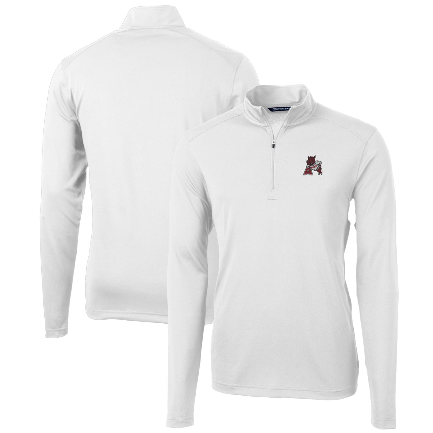 Men's Cutter & Buck White Arkansas Razorbacks Team Big & Tall Virtue Eco Pique Recycled Quarter-Zip Pullover Top