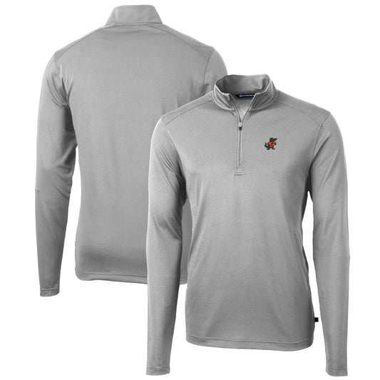 Men's Cutter & Buck Gray Florida Gators Team Big & Tall Virtue Eco Pique Recycled Quarter-Zip Pullover Top