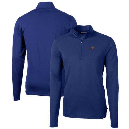 Men's Cutter & Buck Royal Florida Gators Team Big & Tall Virtue Eco Pique Recycled Quarter-Zip Pullover Top