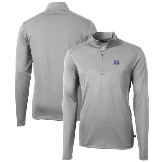 Men's Cutter & Buck Gray Northwestern Wildcats Team Big & Tall Virtue Eco Pique Recycled Quarter-Zip Pullover Top